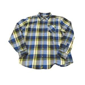 Marmot Men's XL Blue Green tartan Plaid Long Sleeve Button Front Flannel Shirt